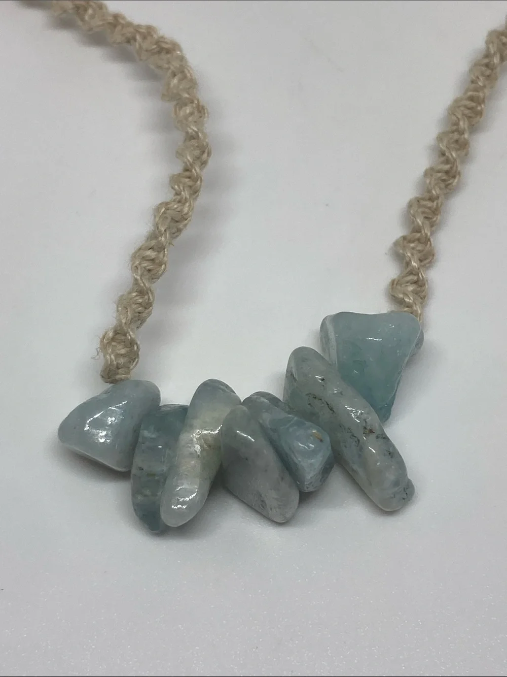 Handmade Light Blue Aquamarine Chip Necklace